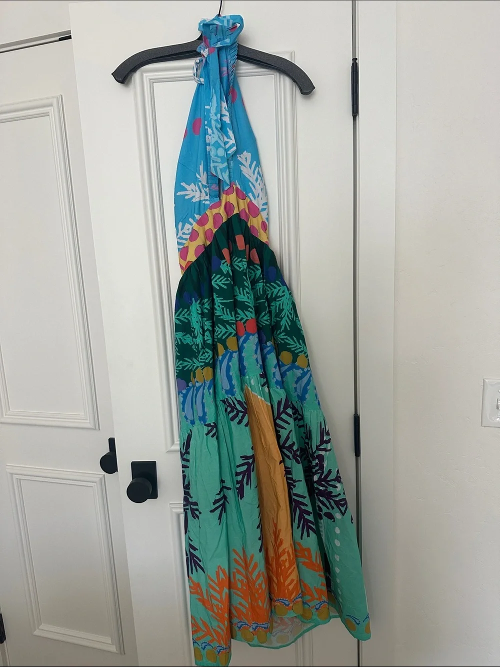 Oliphant Blue & Teal Tropical Halter Dress